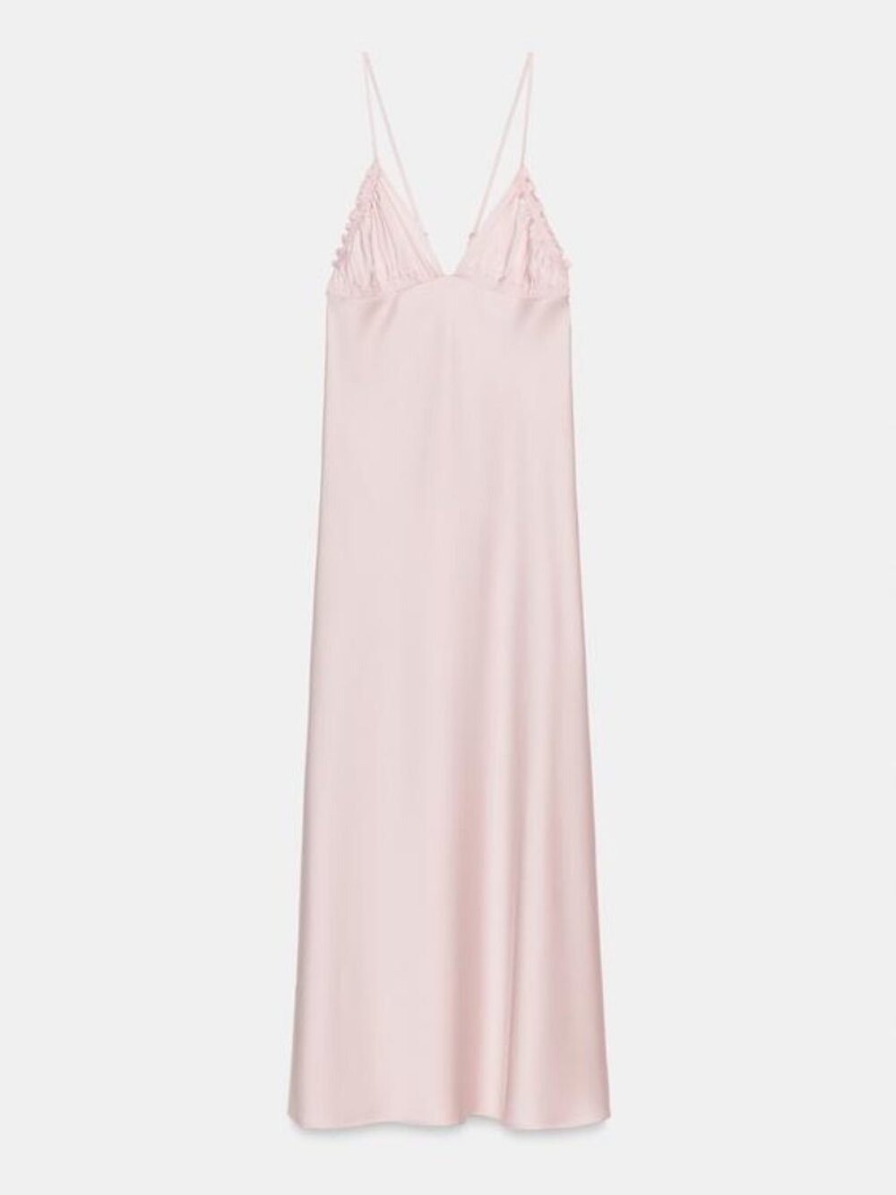 ZARA GATHERED SATIN EFFECT MIDI DRESS - Picture 7 of 9
